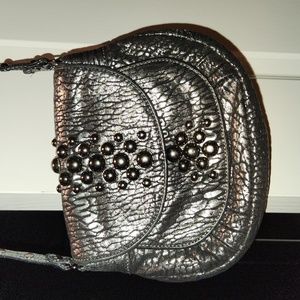 Treesje crossbody black and silver crackle leather purse